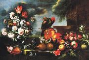 unknow artist Flowers, Fruit and a parrot Germany oil painting artist